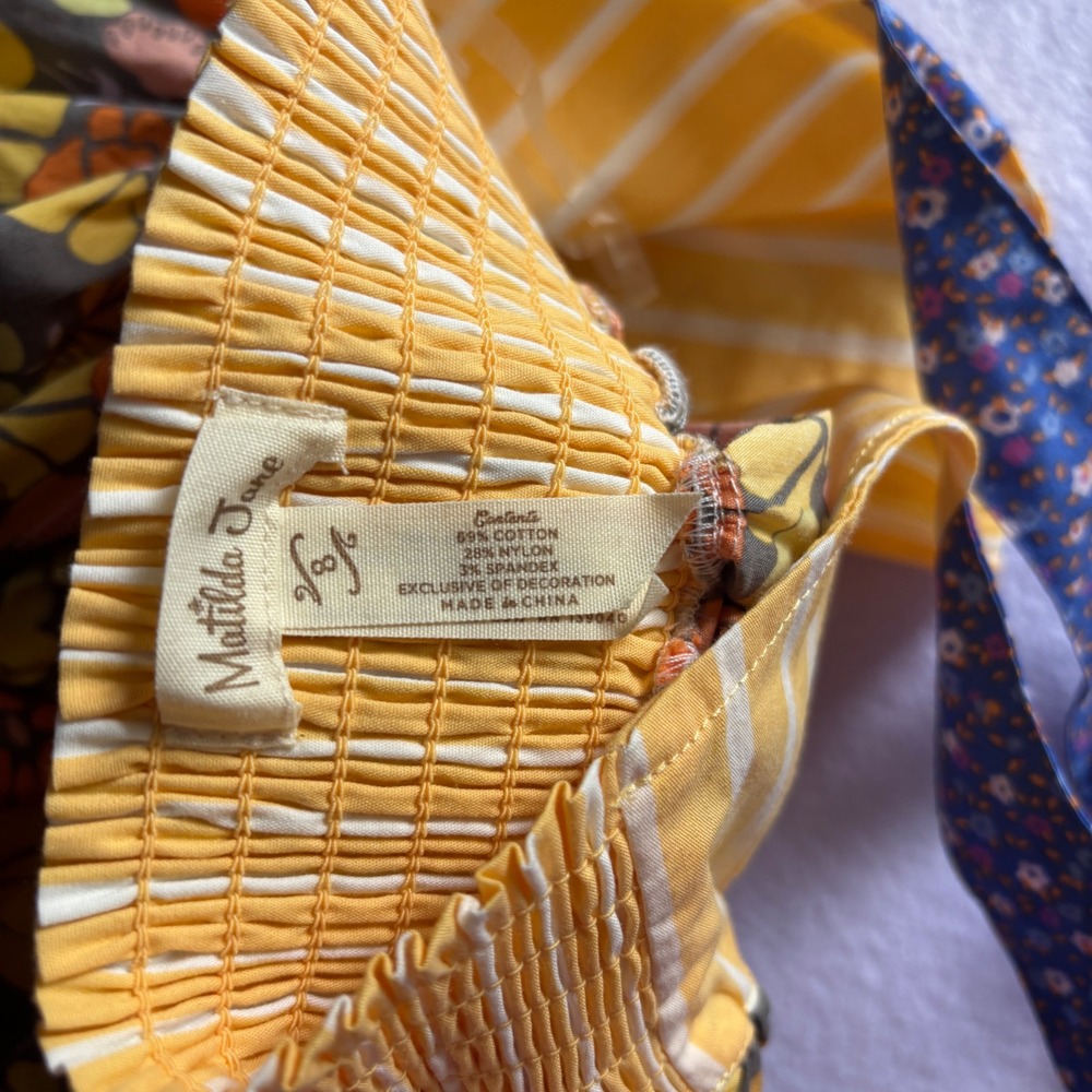 Matilda Jane Girls Size 8 Floral Striped Halter Dress Mixed Print Boho Yellow - Picture 6 of 6